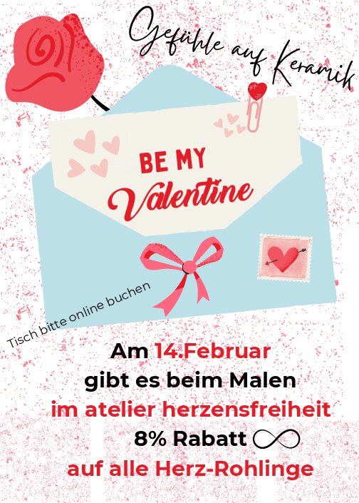 Valentinstag – Keramik bemalen mit besonders viel Herz